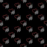 Candlestick Chart with Heart Crypto Trading outline seamless pattern vector