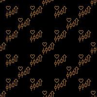 Heart and Uprising Candlestick Chart seamless pattern in outline style vector