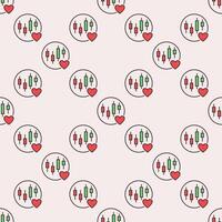 Candlestick Chart and Red Heart in Circle Financial Passion colored seamless pattern vector