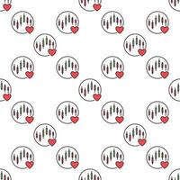 Circle with Red Heart and Trading Chart Representing a Love for Investing colored seamless pattern vector