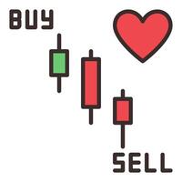 Candlestick Pattern Chart and Heart Buy and Sell Trading colored icon or logo element vector