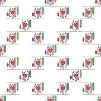 Red Heart and Candlestick Chart Perfect for Trading Enthusiasts colored seamless pattern vector