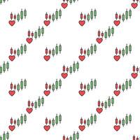 Crypto Chart Pattern and Red Heart Investment Passion colored seamless pattern vector