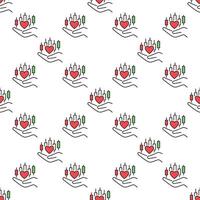 Red Heart and Candlestick Chart on Hand Financial Growth and Love for Trading colored seamless pattern vector