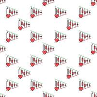 Red Heart with Chart Financial Analysis colored seamless pattern vector