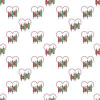 Crypto Trading Chart with Heart colored seamless pattern vector
