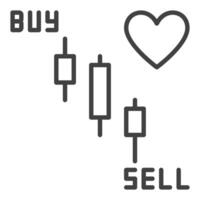 Buy and Sell Candlestick Pattern Chart and Heart linear icon or symbol vector
