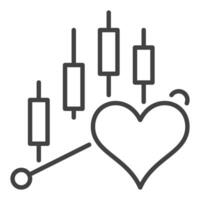 Minimalistic Heart over Trading Chart Finance and Emotion Combined linear icon or logo element vector