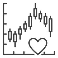 Graph and Heart for Investors and Traders linear icon or symbol vector