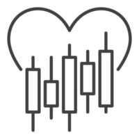 Financial Chart with Heart linear icon or symbol vector