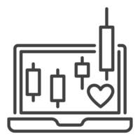 Heart with a Financial Graph on Laptop Screen Passion for Trading outline icon or symbol vector