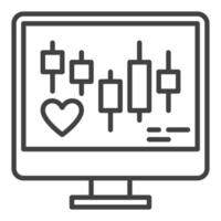 Heart Symbol and Chart Pattern on Computer Screen icon or symbol in outline style vector