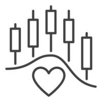 Heart and Financial Chart Stock Analysis icon or symbol in outline style vector