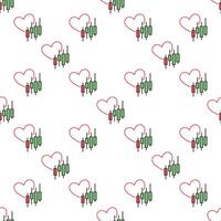 Candlestick Chart with Heart Stock Market Trading colored seamless pattern vector