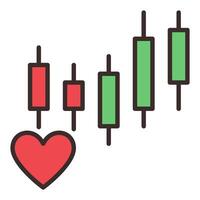 Crypto Chart Pattern and Red Heart Investment Passion colored icon or symbol vector