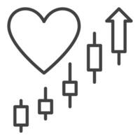 Heart with Market Chart Patterns Economic Insights colored icon or symbol vector