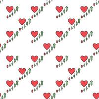 Big Red Heart with Market Chart Patterns Economic Insights thin line seamless pattern vector