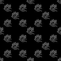 Hand with Heart and Candlestick Chart Financial Growth and Love for Trading outline seamless pattern vector
