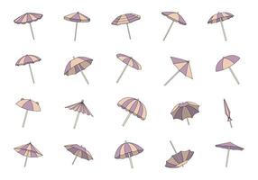 Beach Umbrella Icon Element Set vector