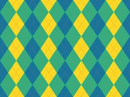 Vibrant argyle pattern in yellow, teal, and green. Perfect for backgrounds, textiles, or playful designs. This cheerful, geometric texture offers a retro vibe with modern appeal. vector