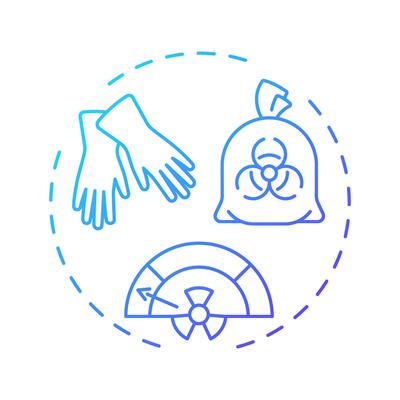Low level waste blue gradient concept icon. Minimal shielding for handling. Type of nuclear processed materials. Round shape line illustration. Abstract idea. Graphic design. Easy to use in booklet