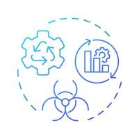Minimization of nuclear waste blue gradient concept icon. Reducing amount and hazard of radioactive materials. Round shape line illustration. Abstract idea. Graphic design. Easy to use in article vector