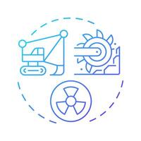 Uranium mining blue gradient concept icon. Extracting ore from earth to serve raw material. Nuclear fuel cycle. Round shape line illustration. Abstract idea. Graphic design. Easy to use in booklet vector