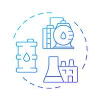 Fuel fabrication blue gradient concept icon. Transform into uranium dioxide powder. Nuclear supplies cycle. Round shape line illustration. Abstract idea. Graphic design. Easy to use in article vector
