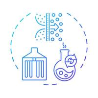 Conversion and enrichment blue gradient concept icon. Yellowcake to uranium hexafluoride. Nuclear fuel cycle. Round shape line illustration. Abstract idea. Graphic design. Easy to use in booklet vector