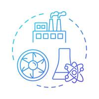 Nuclear power reactors blue gradient concept icon. Usage fabricated fuel assemblies to produce energy at plant. Round shape line illustration. Abstract idea. Graphic design. Easy to use in booklet vector