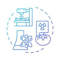 Nuclear technology blue gradient concept icon. Practical applications of radioactive processes and materials. Round shape line illustration. Abstract idea. Graphic design. Easy to use in booklet vector