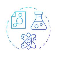 Nuclear science blue gradient concept icon. Behavior, structure and interactions of atomic nuclei. Radioactivity. Round shape line illustration. Abstract idea. Graphic design. Easy to use in article vector