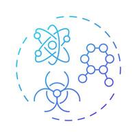 Particle physics blue gradient concept icon. Researching quarks, leptons and bosons. Nuclear science branch. Round shape line illustration. Abstract idea. Graphic design. Easy to use in booklet vector