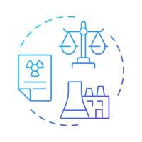 Nuclear law blue gradient concept icon. Safe peaceful use of energy and materials. Legal regulation of industry. Round shape line illustration. Abstract idea. Graphic design. Easy to use in booklet vector