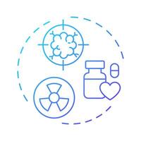 Radiopharmaceutical blue gradient concept icon. Medicinal products with radioactive isotopes. Nuclear science. Round shape line illustration. Abstract idea. Graphic design. Easy to use in article vector