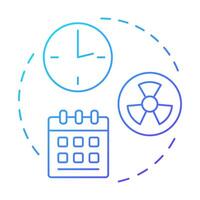 Time principle blue gradient concept icon. Minimizing duration to low doze of hazard. Radiation exposure. Round shape line illustration. Abstract idea. Graphic design. Easy to use in booklet vector