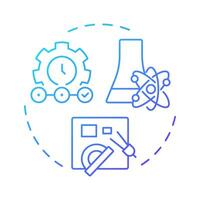 Nuclear engineering blue gradient concept icon. Safety and efficiency of generated energy. Atomic science branch. Round shape line illustration. Abstract idea. Graphic design. Easy to use in article vector