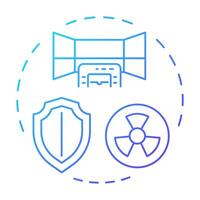 Shielding principle blue gradient concept icon. Physical barriers to block and reduce hazard. Radiation exposure. Round shape line illustration. Abstract idea. Graphic design. Easy to use in booklet vector