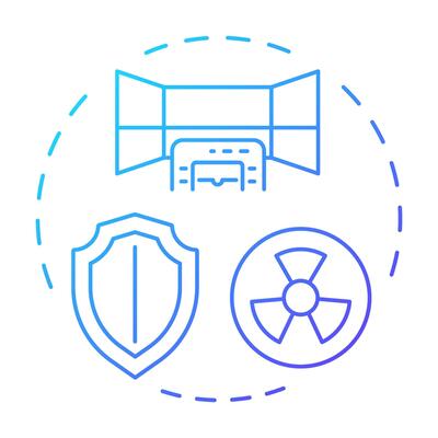 Shielding principle blue gradient concept icon. Physical barriers to block and reduce hazard. Radiation exposure. Round shape line illustration. Abstract idea. Graphic design. Easy to use in booklet