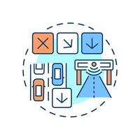 Reduce traffic congestion multi color concept icon. Monitoring situation on road. Benefit of transport management. Round shape line illustration. Abstract idea. Graphic design. Easy to use in booklet vector