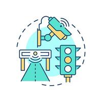 Traffic safety multi color concept icon. Vehicle flow regulation. Safe driving with modern road technologies. Round shape line illustration. Abstract idea. Graphic design. Easy to use in brochure vector