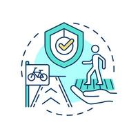 Pedestrian and bicycle safety multi color concept icon. Secure environment for non motorized road users. Round shape line illustration. Abstract idea. Graphic design. Easy to use in booklet vector
