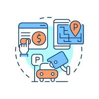 Parking management multi color concept icon. Advanced control systems. Benefit of traffic regulation. Round shape line illustration. Abstract idea. Graphic design. Easy to use in brochure vector
