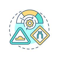 Speed management multi color concept icon. Traffic calming strategy. Road safety regulation methods. Round shape line illustration. Abstract idea. Graphic design. Easy to use in brochure vector