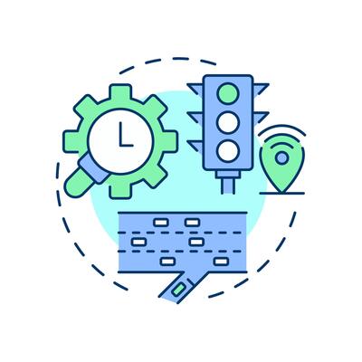 Adaptive ramp metering multi color concept icon. Vehicle flow control system. Traffic management strategy. Round shape line illustration. Abstract idea. Graphic design. Easy to use in brochure