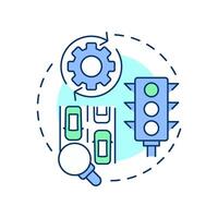 Adaptive traffic signal control multi color concept icon. Vehicle flow adjustment. Transport management strategy. Round shape line illustration. Abstract idea. Graphic design. Easy to use in booklet vector