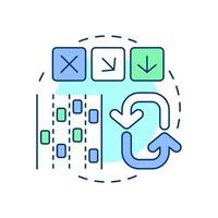 Dynamic lane use control multi color concept icon. Merge vehicle flow safely. Traffic management strategy. Round shape line illustration. Abstract idea. Graphic design. Easy to use in booklet vector