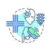 Dynamic junction control multi color concept icon. Real time intersection regulation. Traffic management strategy. Round shape line illustration. Abstract idea. Graphic design. Easy to use in brochure vector