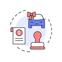New car dealer multi color concept icon. Loan document, financing. Credit, debt. Round shape line illustration. Abstract idea. Graphic design. Easy to use in infographic, presentation vector