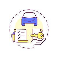 Vehicle title management multi color concept icon. Documentation organization, compliance. Round shape line illustration. Abstract idea. Graphic design. Easy to use in infographic, presentation vector